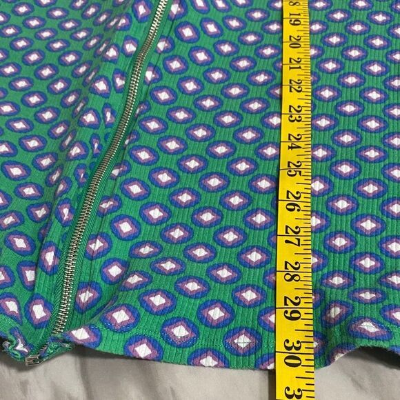 H&M Divided Retro Geo Print Zip Polo Mini Dress Green Purple Y2K‎ Size Small - Picture 9 of 11
